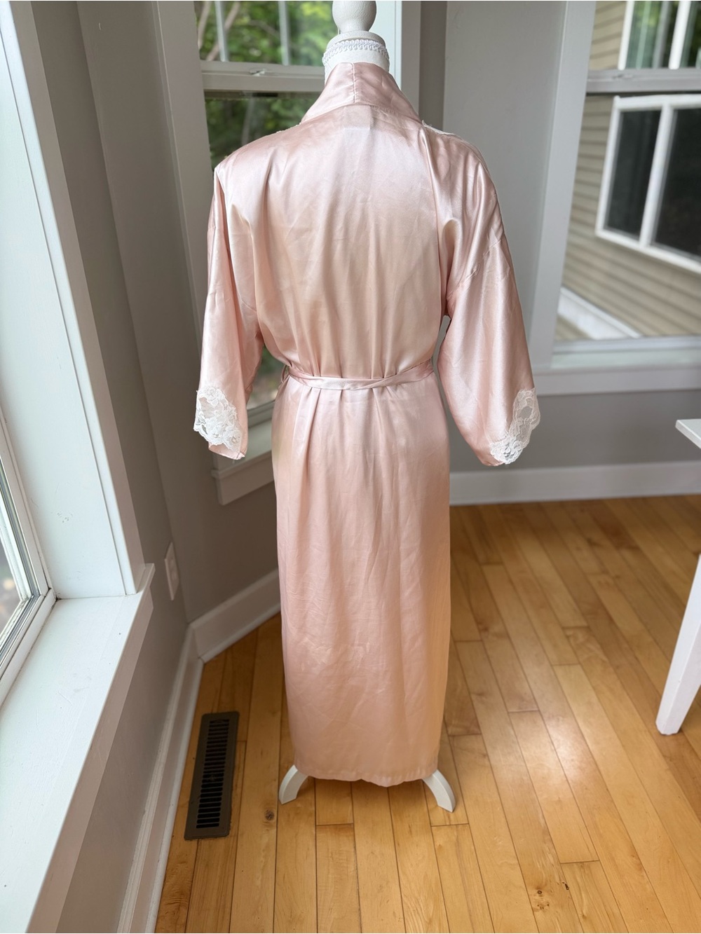 Vintage California Dynasty Blush Pink Satin Chemise Robe 2 Pc Set Sz Large - Picture 5 of 16